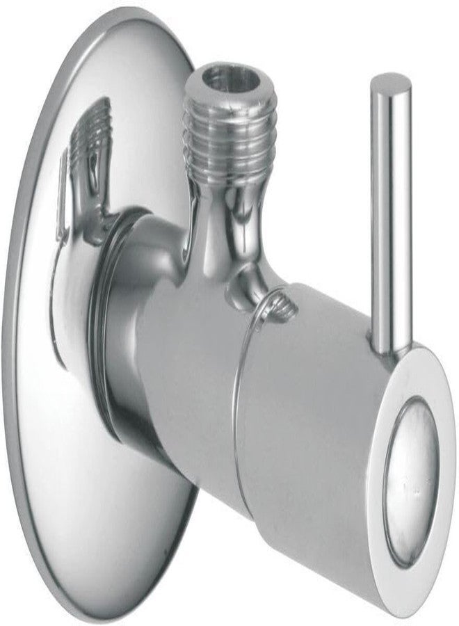 KAMAL Full Brass Angle Valve with Wall Flange - Onyx | Wall Mounted | Chrome Finish | Non-Corrosive - Silver